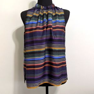 Dark stripped tie neck blouse